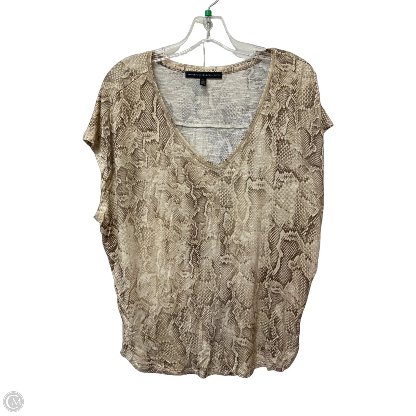 Top Short Sleeve By White House Black Market In Animal Print, Size: M