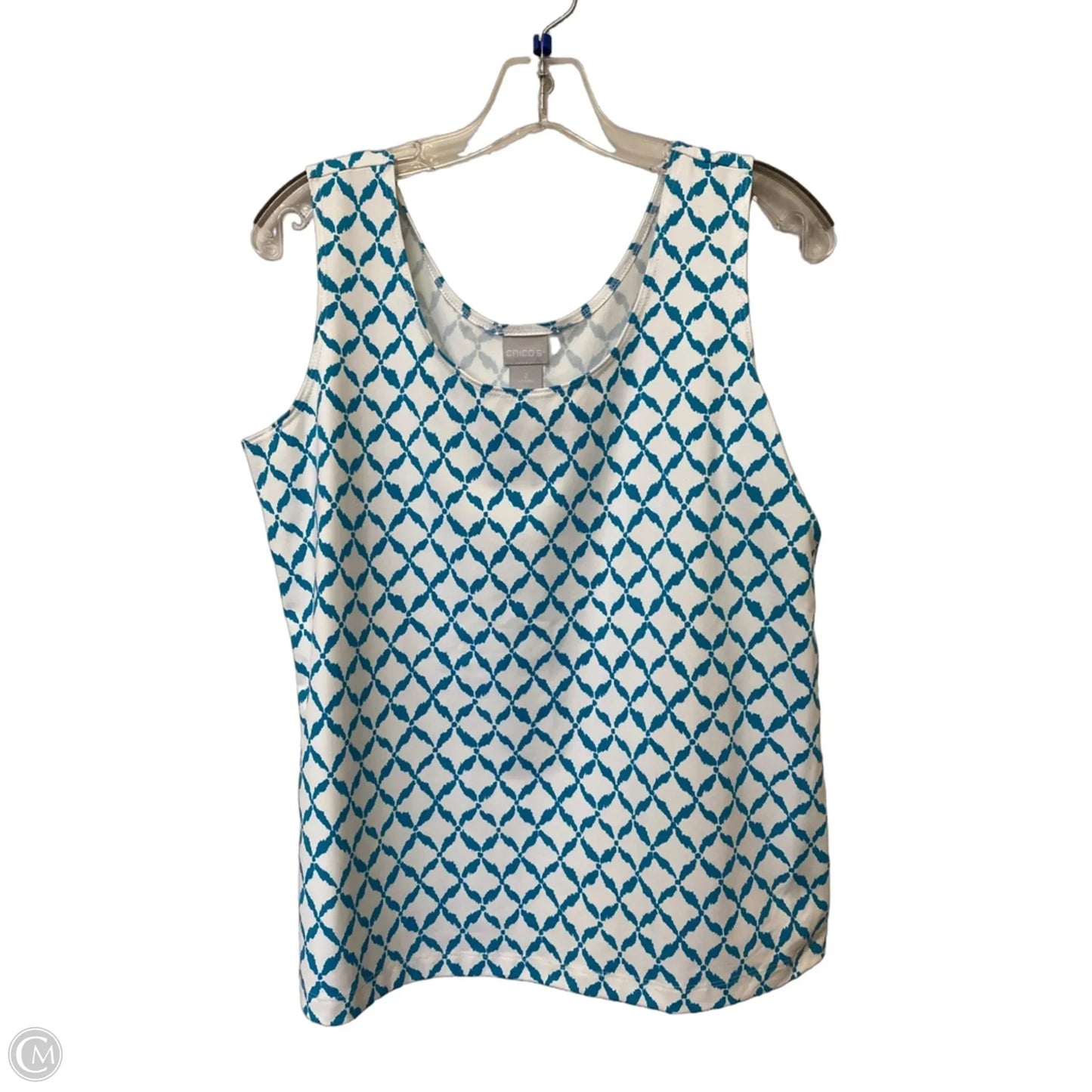 Top Sleeveless By Chicos In Blue & White, Size: 2