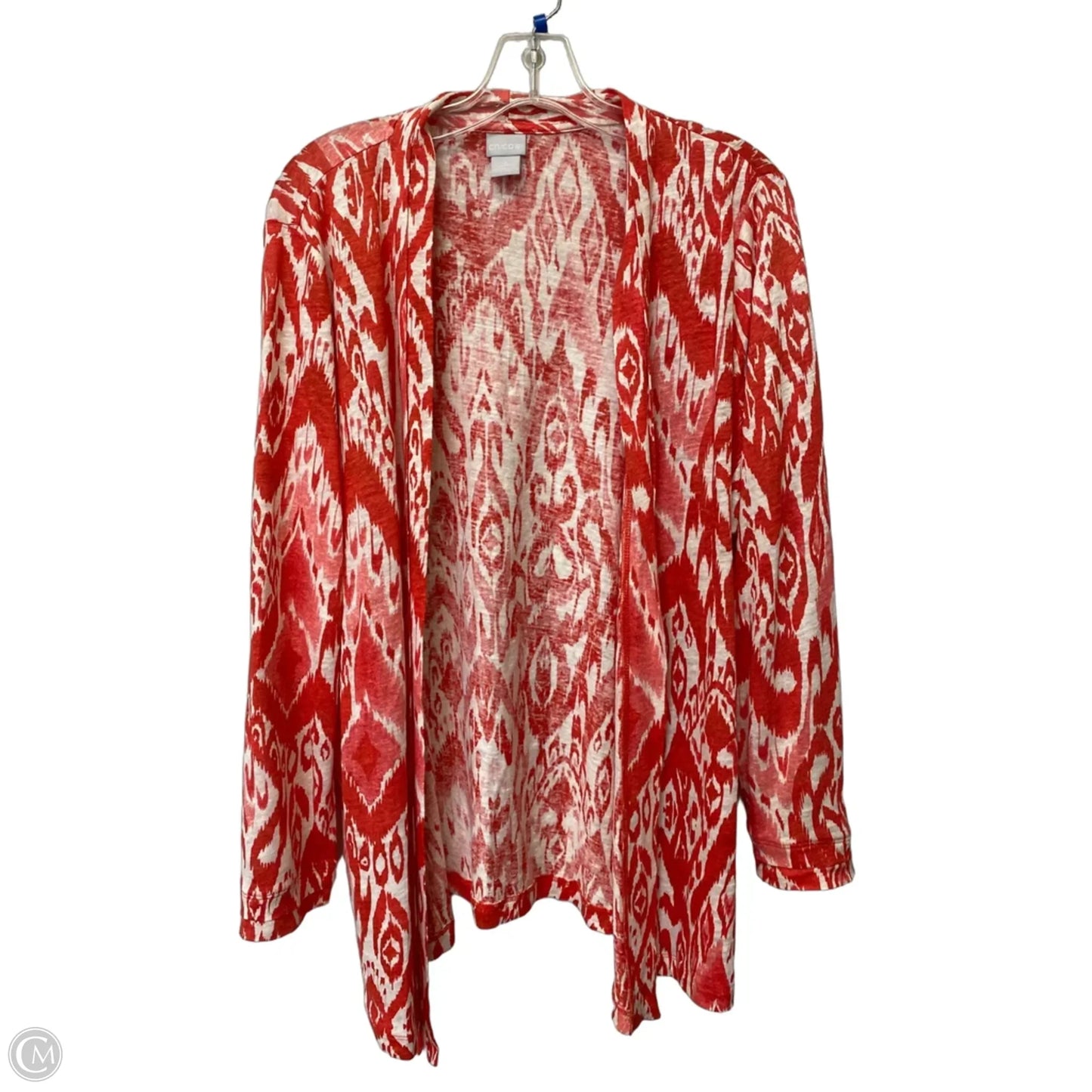 Cardigan By Chicos In Red & White, Size: 2