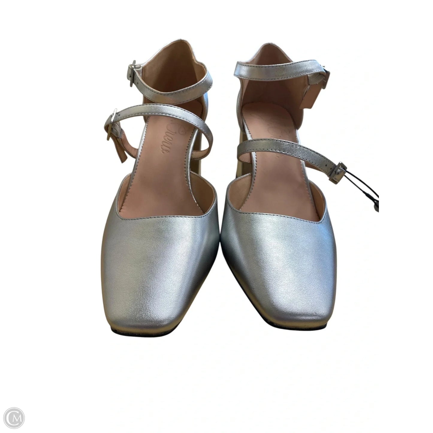 Shoes Heels Block By J. Crew In Silver, Size: 8.5