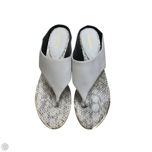 Shoes Heels Wedge By Calvin Klein In Black & White, Size: 9