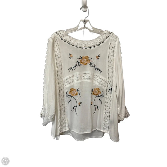 Top Long Sleeve By Pol In White, Size: S