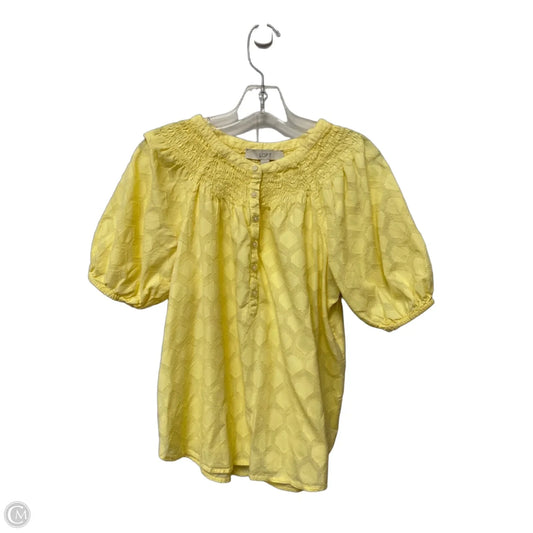 Top Short Sleeve By Loft In Yellow, Size: S