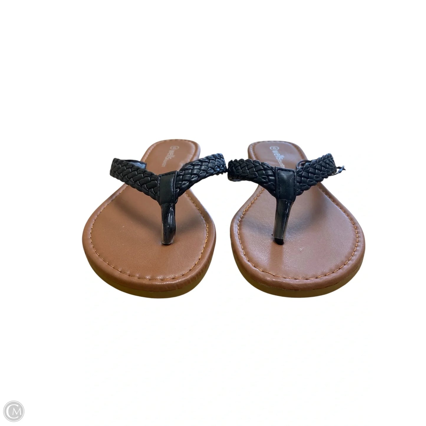 Sandals Flip Flops By Clothes Mentor In Black & Brown, Size: 9