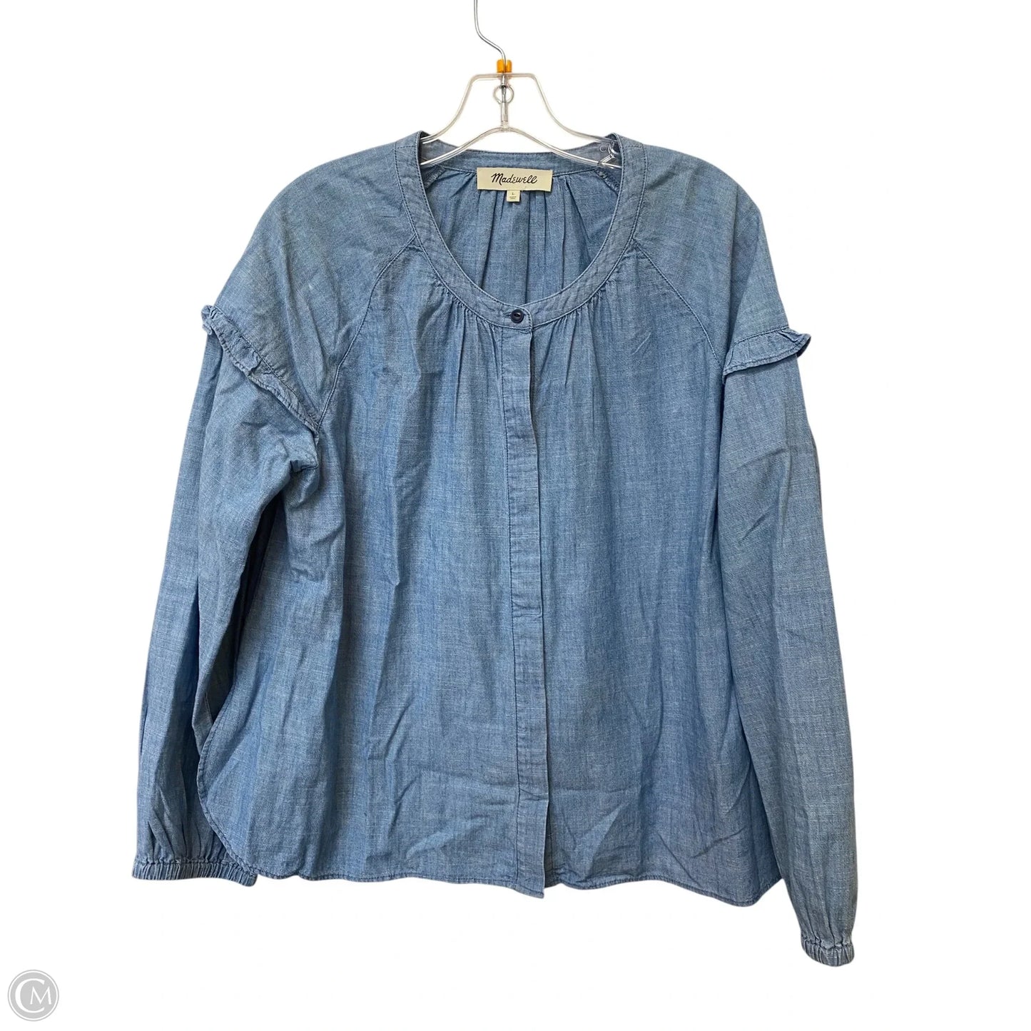 Top Long Sleeve By Madewell In Blue, Size: L