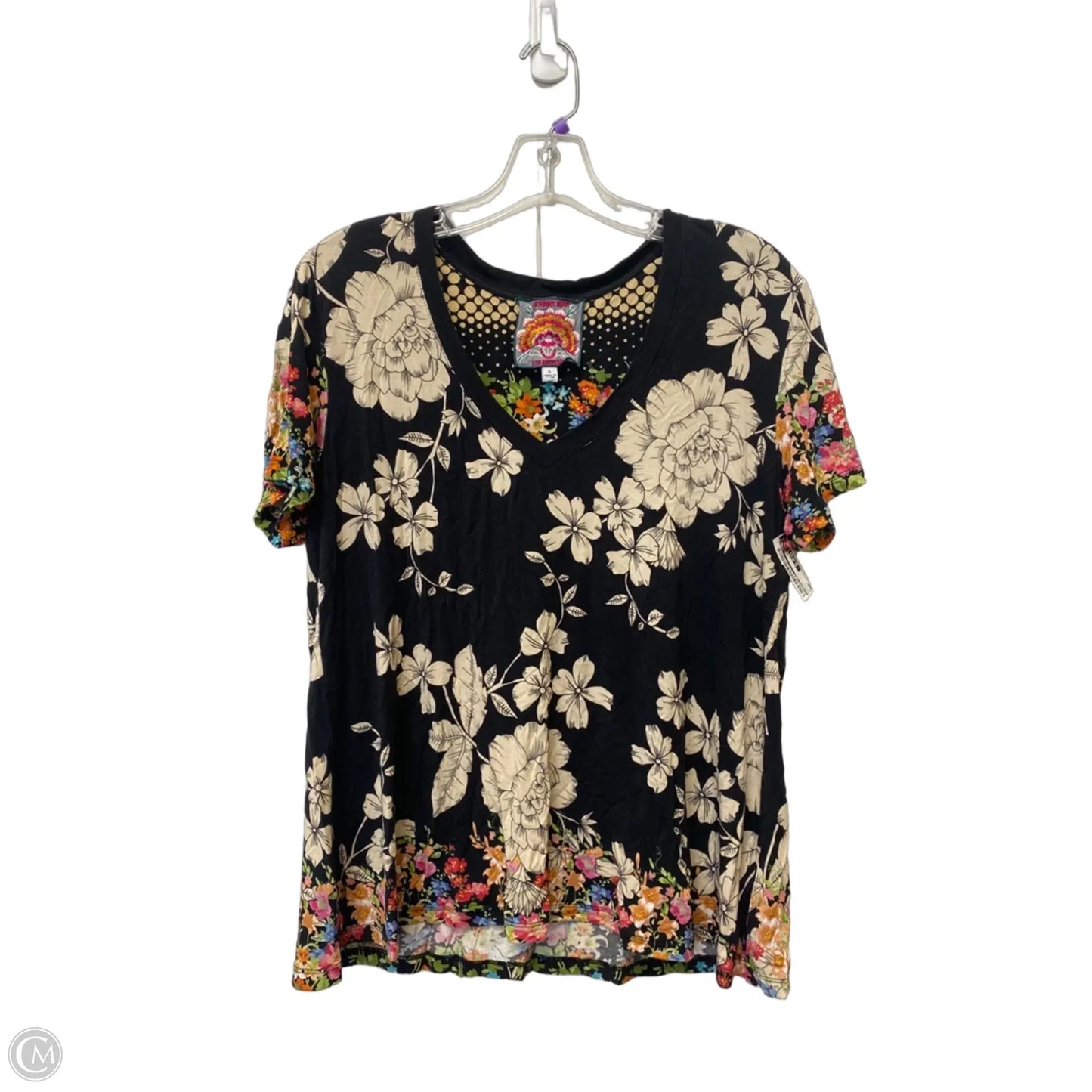 Top Short Sleeve By Johnny Was In Floral Print, Size: L