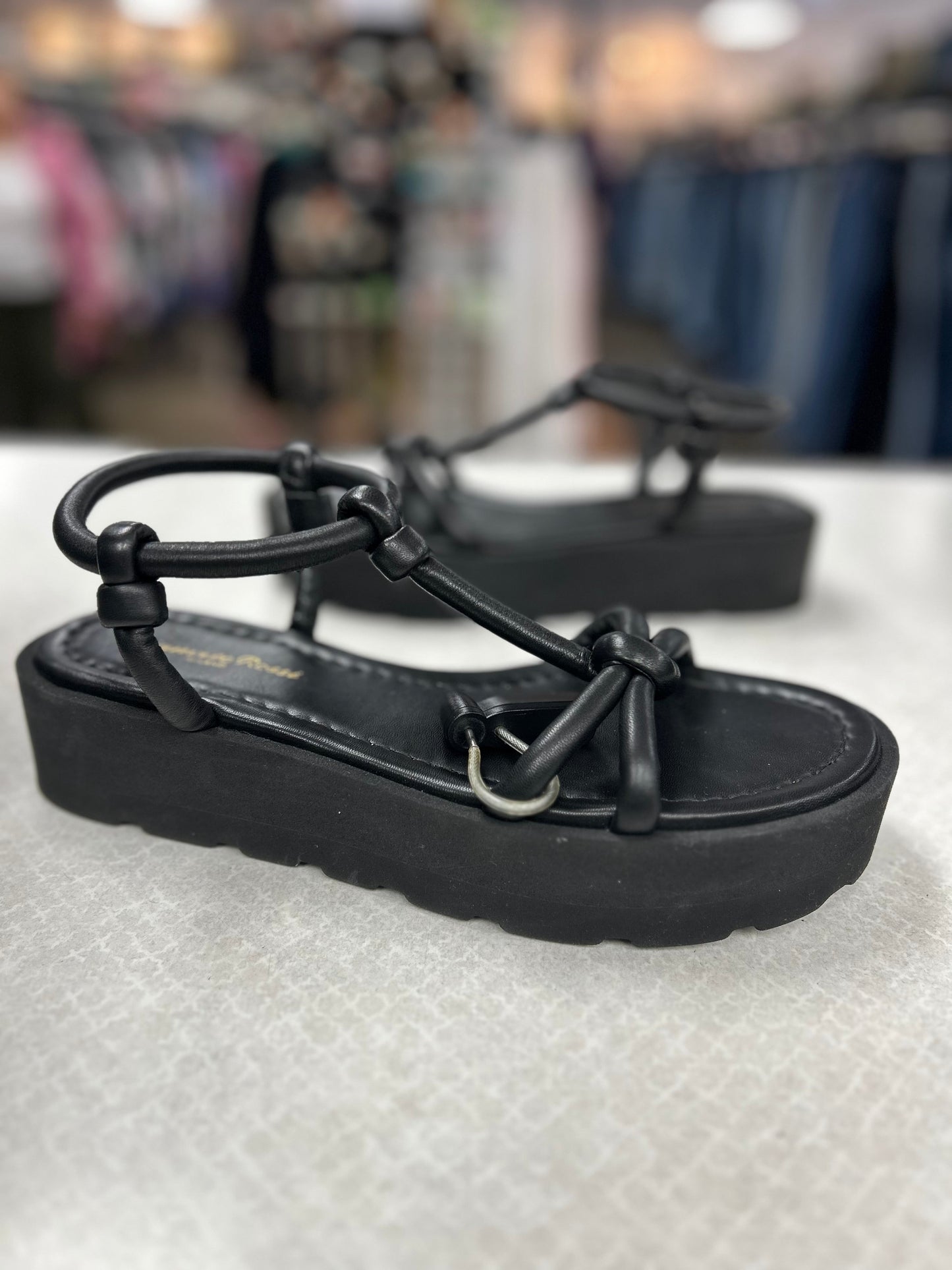 Sandals Heels Platform By Cma In Black, Size:9