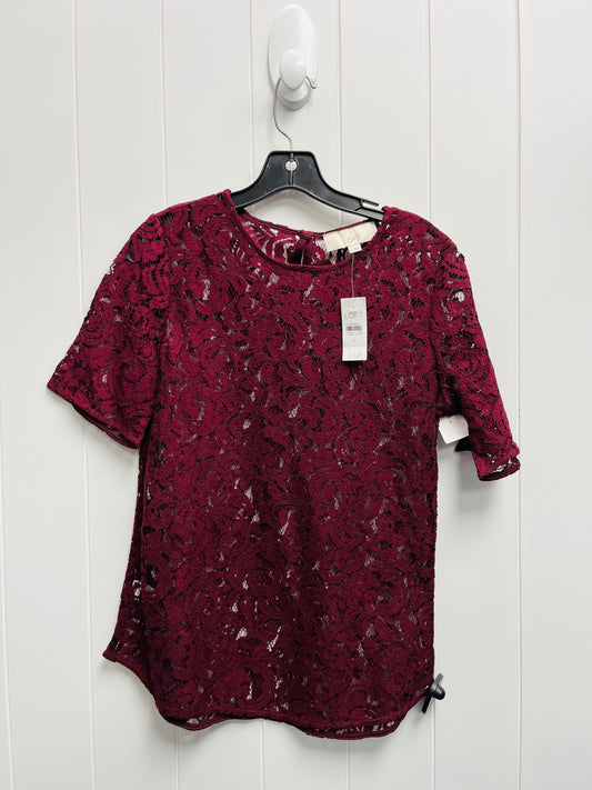 Burgundy Top Short Sleeve Loft O, Size S