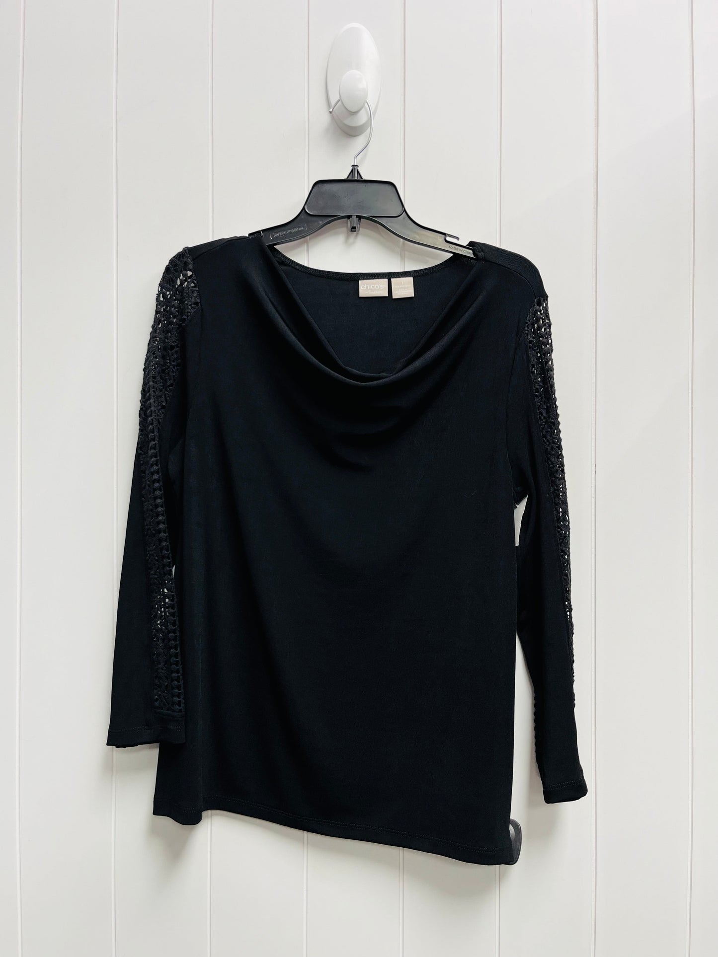 Top Long Sleeve By Chicos In Black, Size: M