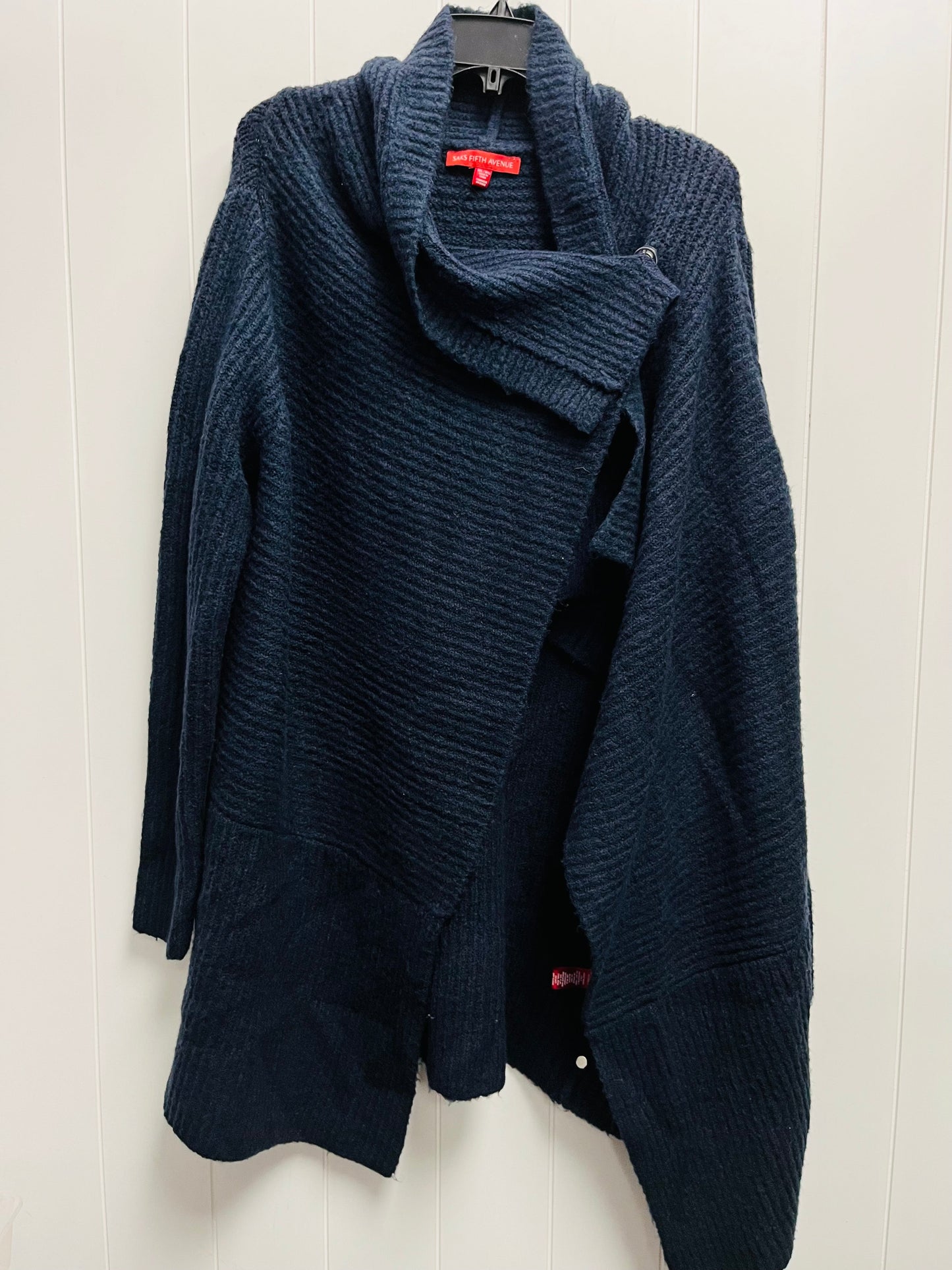 Sweater Cardigan By Saks Fifth Avenue In Navy, Size: L