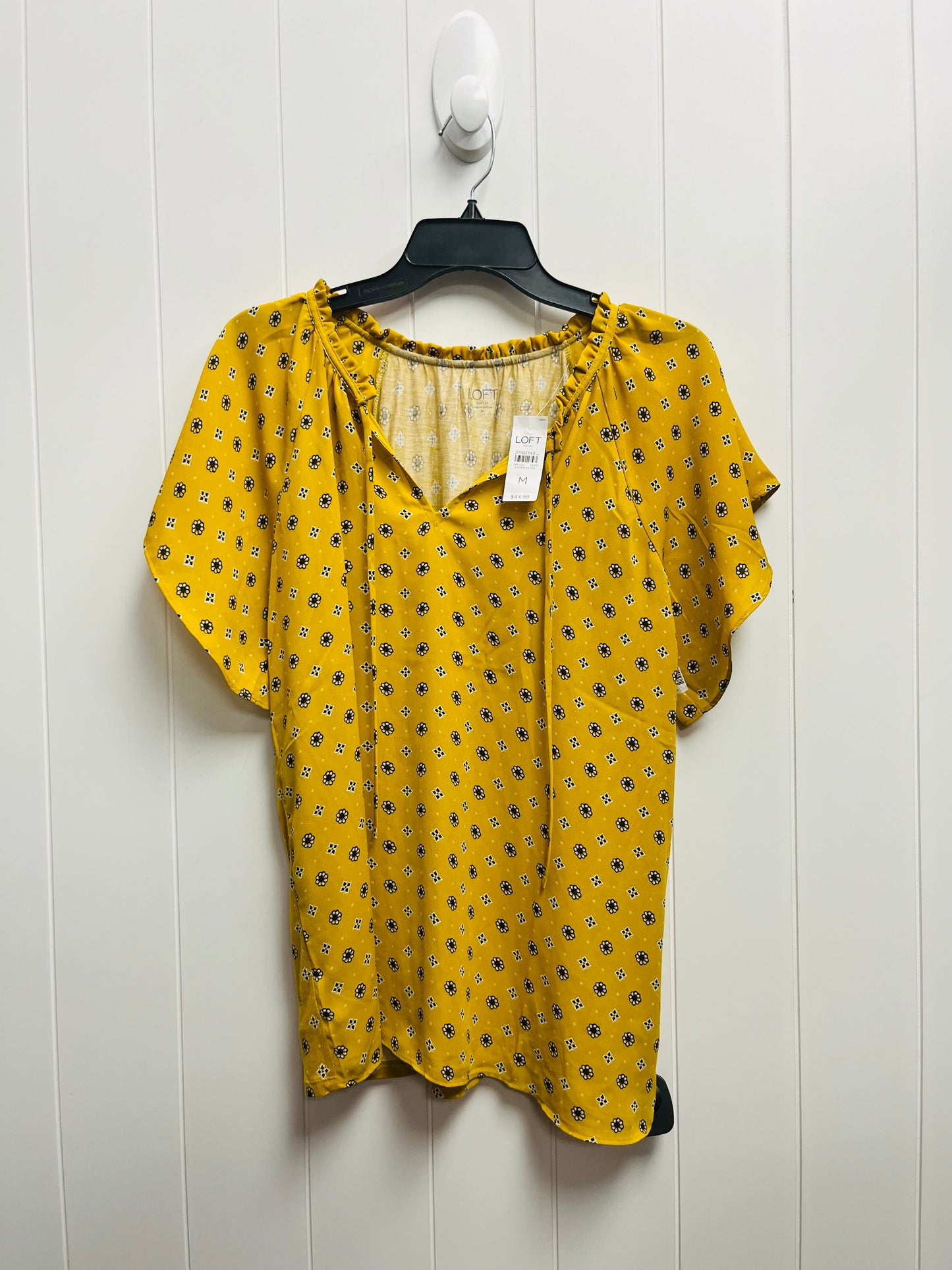 Yellow Top Short Sleeve Loft, Size M