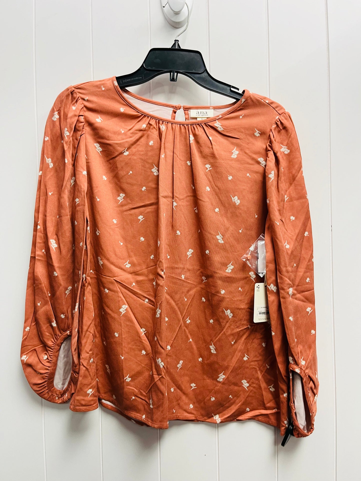 Top Long Sleeve By Ana In Orange, Size: S