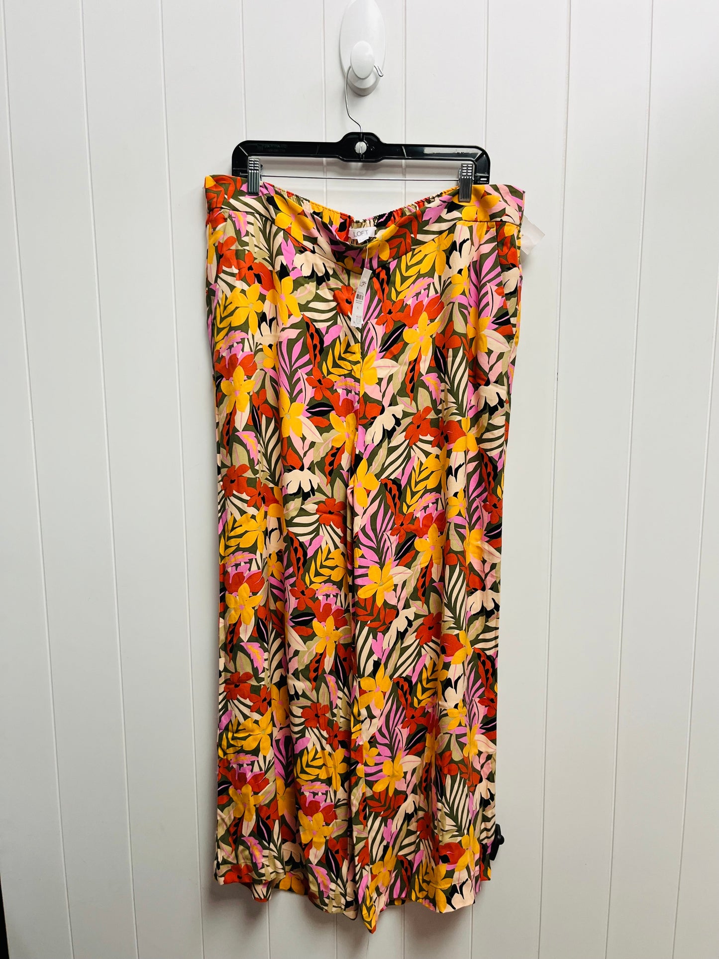 Orange & Pink Pants Wide Leg Loft, Size Xl