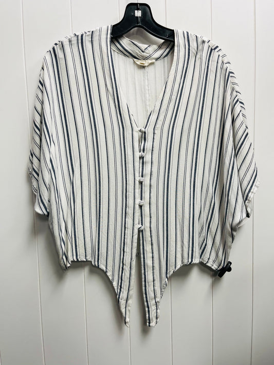 Blue & White Top Short Sleeve Clothes Mentor, Size L