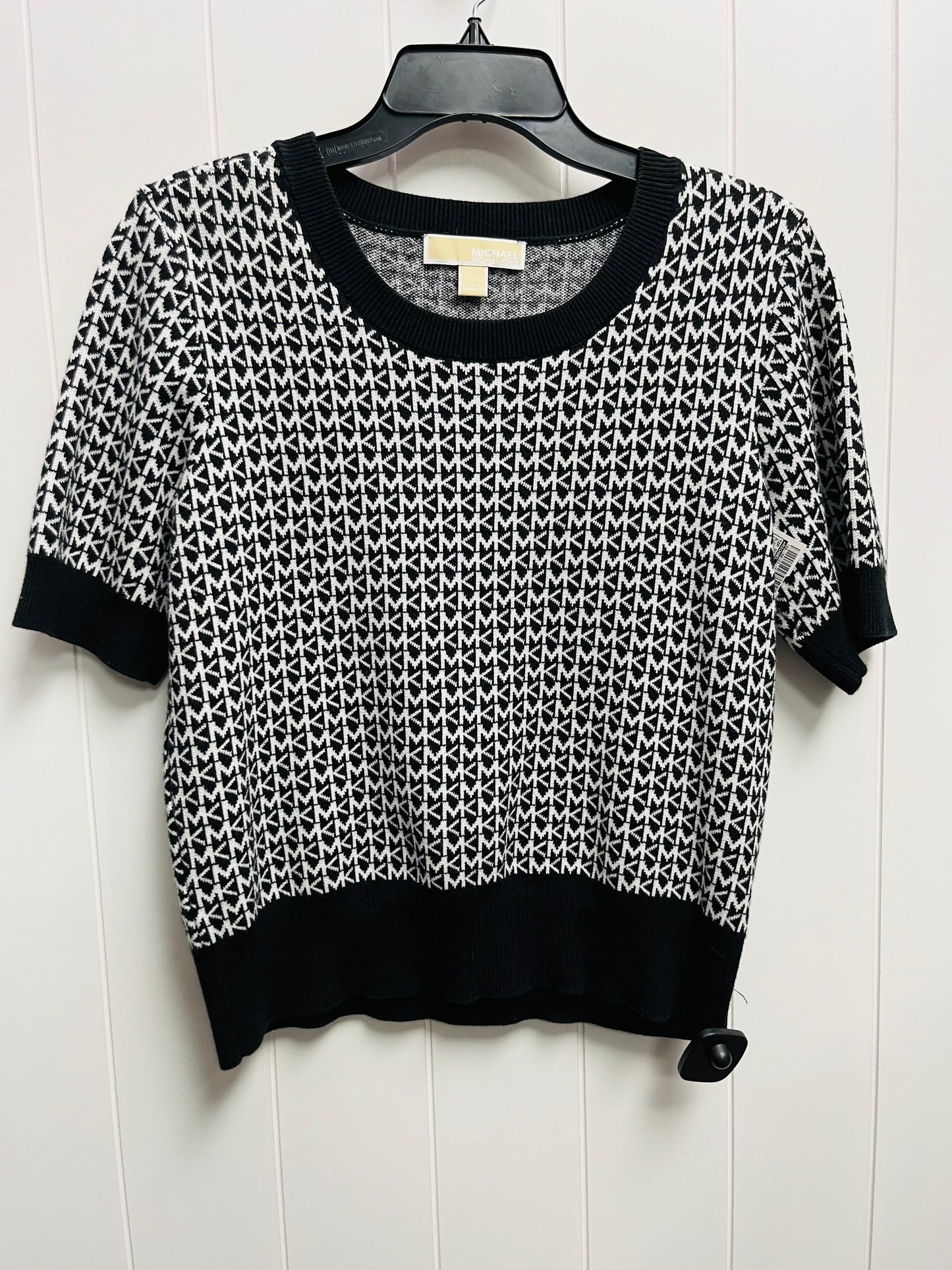 Black & White Top Short Sleeve Michael By Michael Kors, Size L