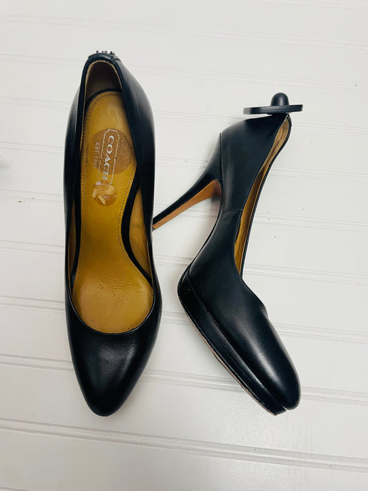 Black Shoes Heels Stiletto Coach, Size 7.5