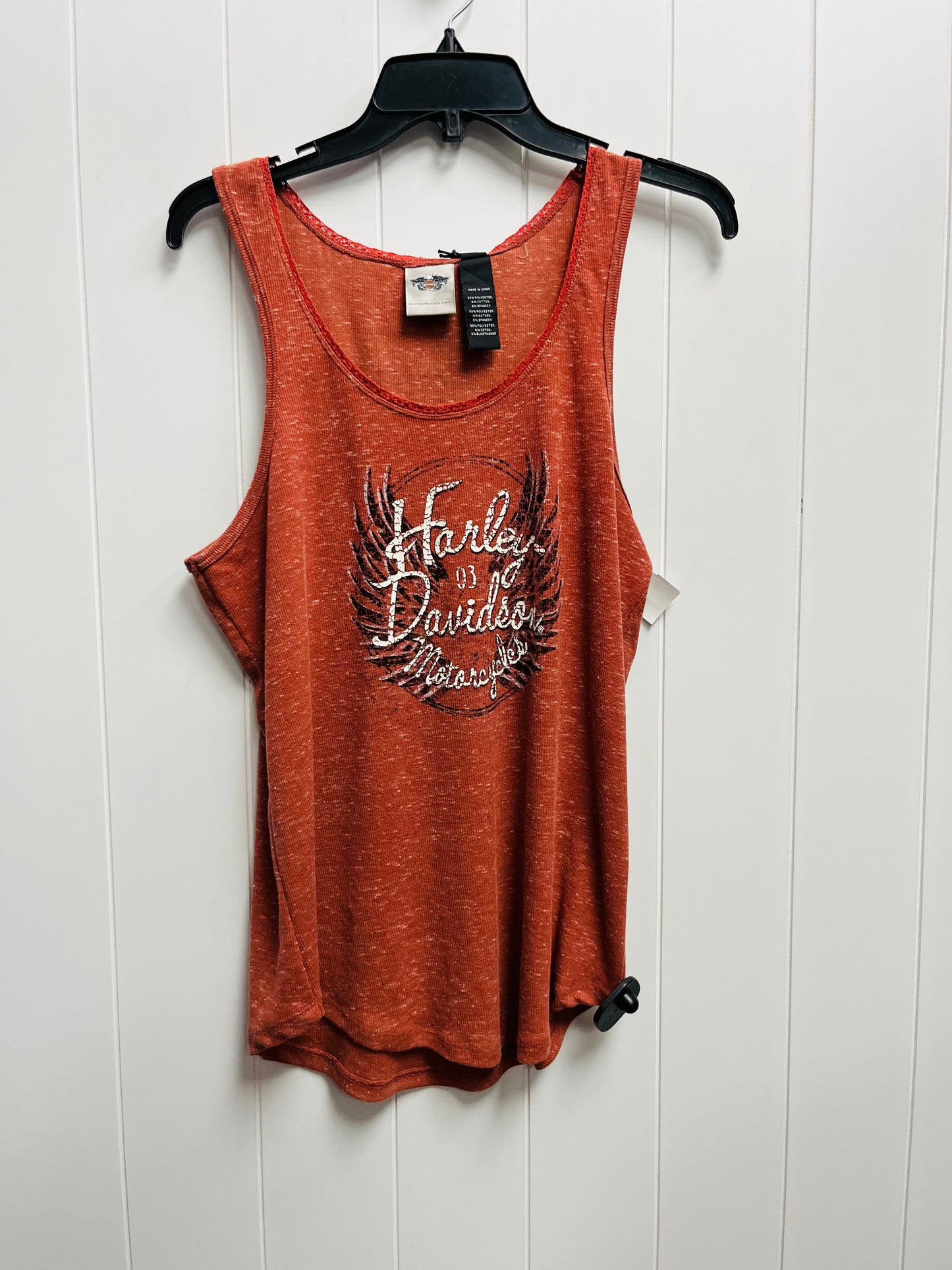 Orange Top Sleeveless Harley Davidson, Size 2x