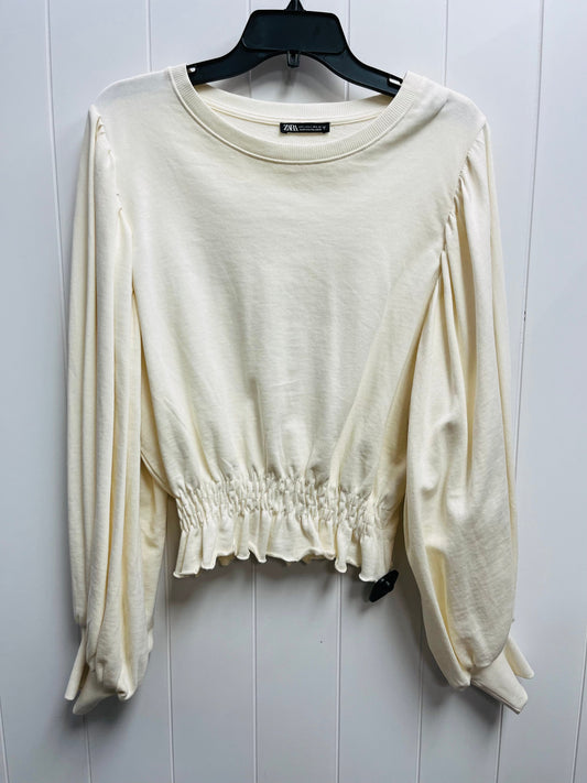 Top Long Sleeve By Zara In Tan, Size: L