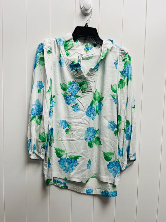 Blue & Green Top Long Sleeve Crown And Ivy, Size L