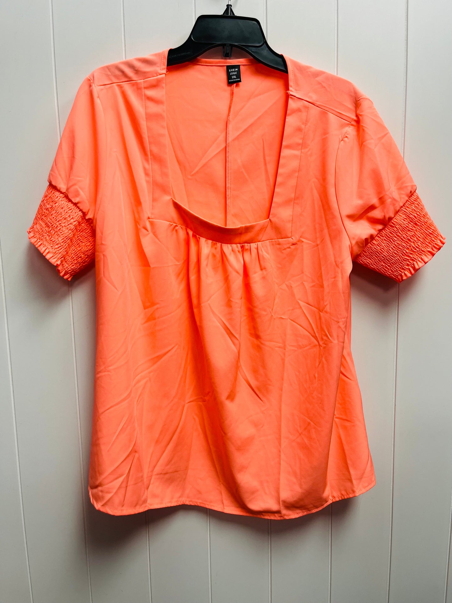 Orange Top Short Sleeve Shein, Size 1x