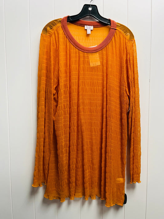 Top Long Sleeve By Logo In Orange, Size: Xl