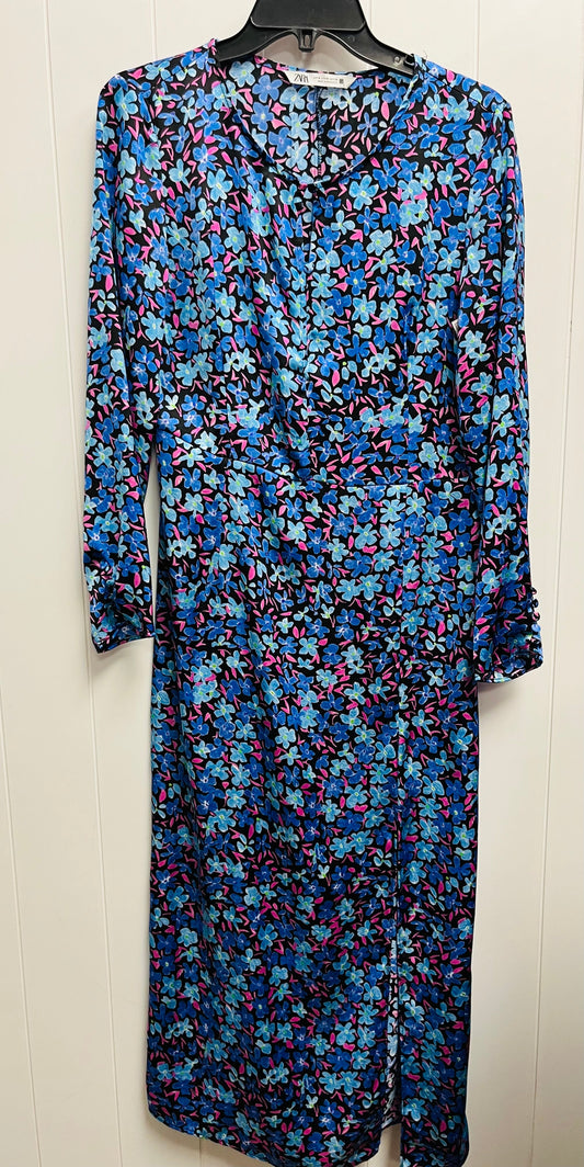 Dress Casual Maxi By Zara In Black & Blue, Size: M