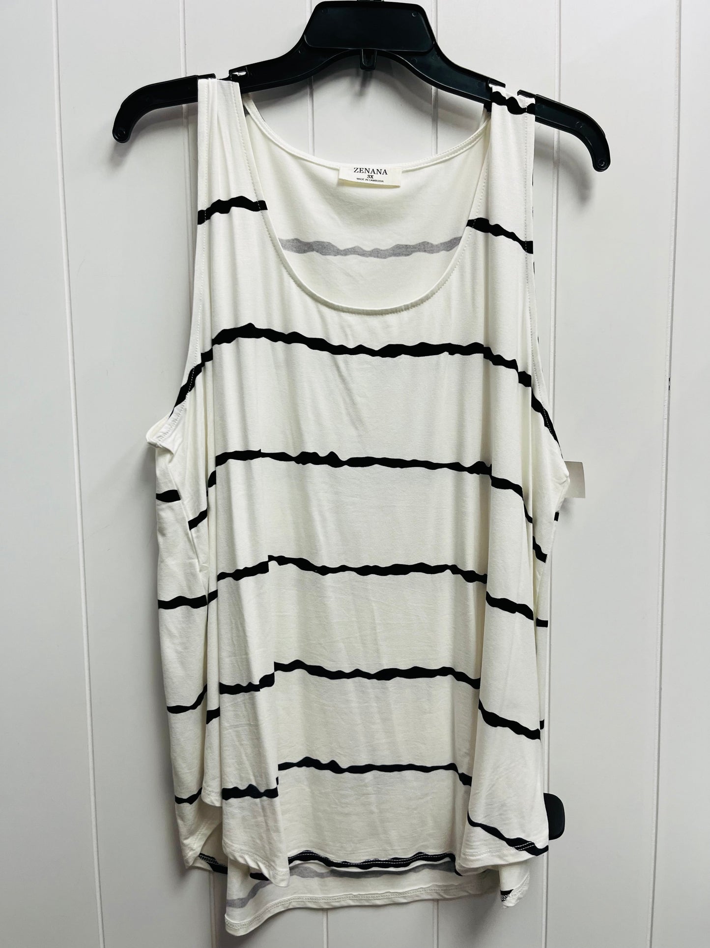 Top Sleeveless By Zenana Outfitters In Black & White, Size: 3x