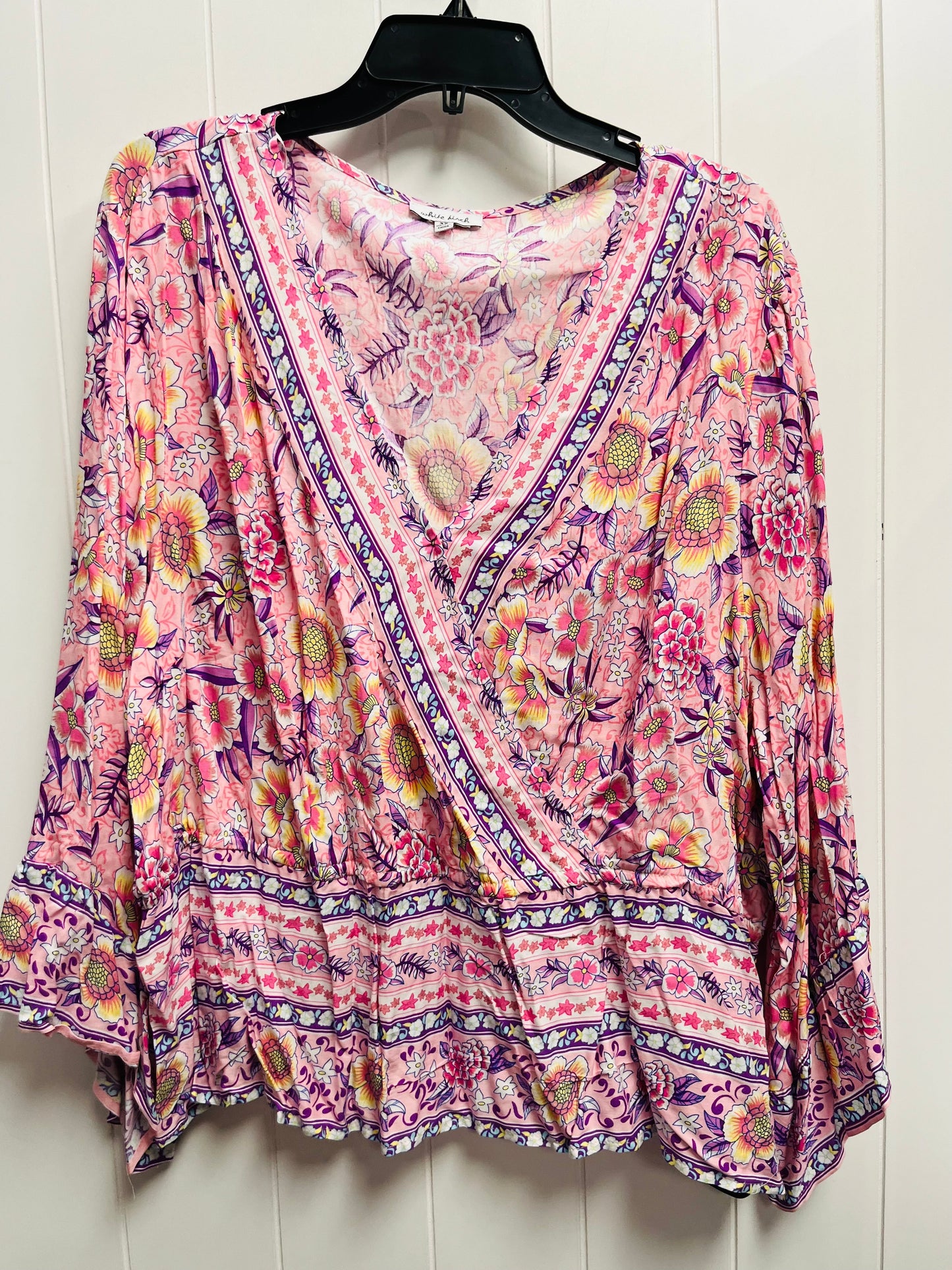 Top Long Sleeve By White Birch In Pink & Purple, Size: 3x