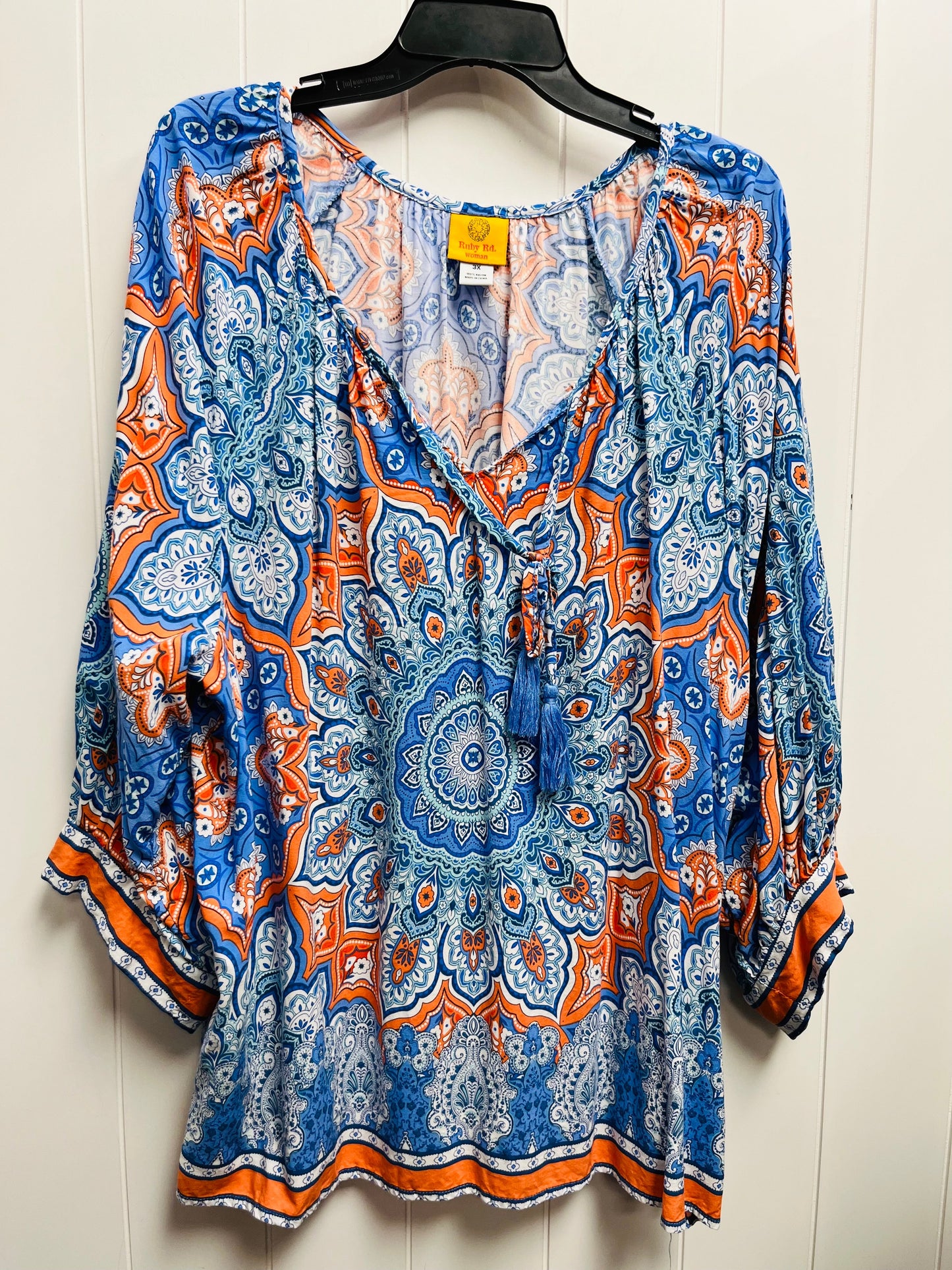 Top Long Sleeve By Ruby Rd In Blue & Orange, Size: 3x