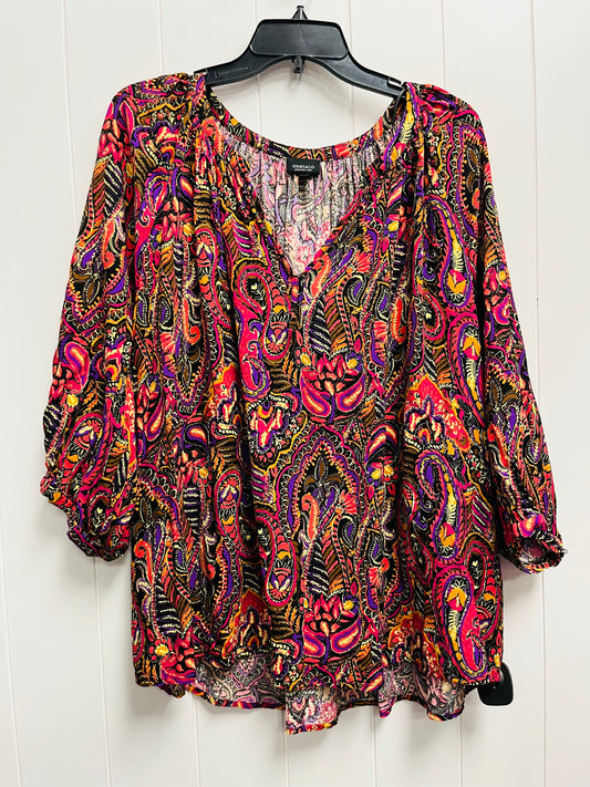 Top Long Sleeve By Jones New York In Black & Pink, Size: 3x