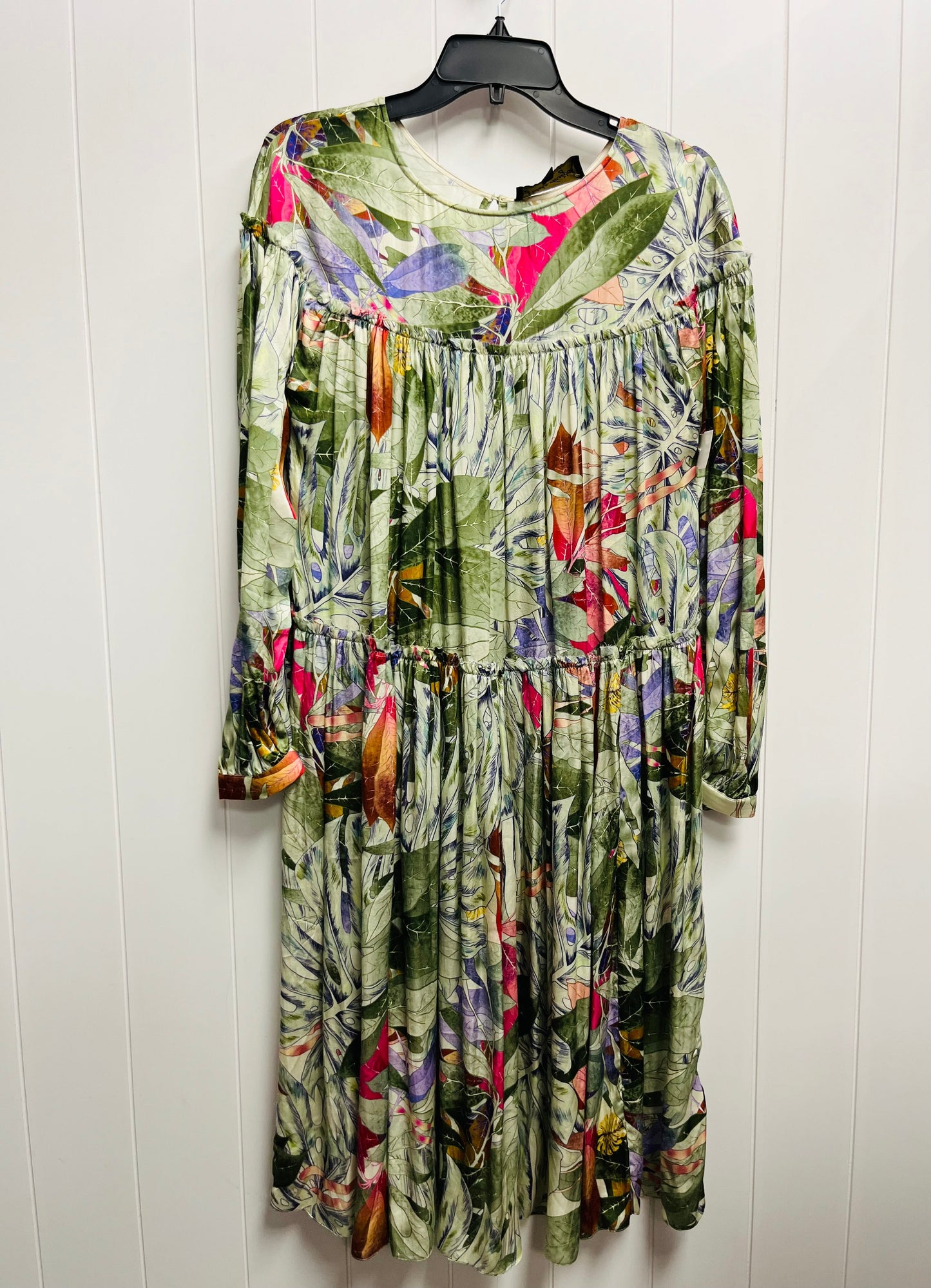 Dress Casual Maxi By Anthropologie In Green & Pink, Size: Xs