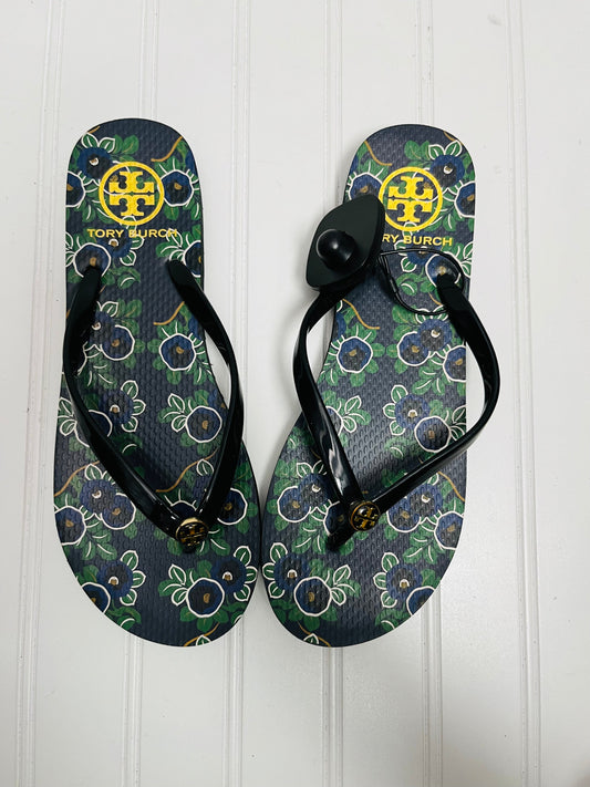 Sandals Designer By Tory Burch In Blue & Yellow, Size: 7.5