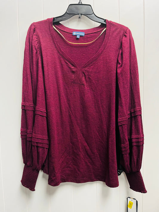 Top Long Sleeve By Democracy In Maroon, Size: 2x