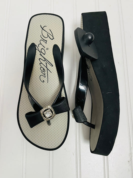 Sandals Heels Wedge By Brighton In Black & White, Size: 7