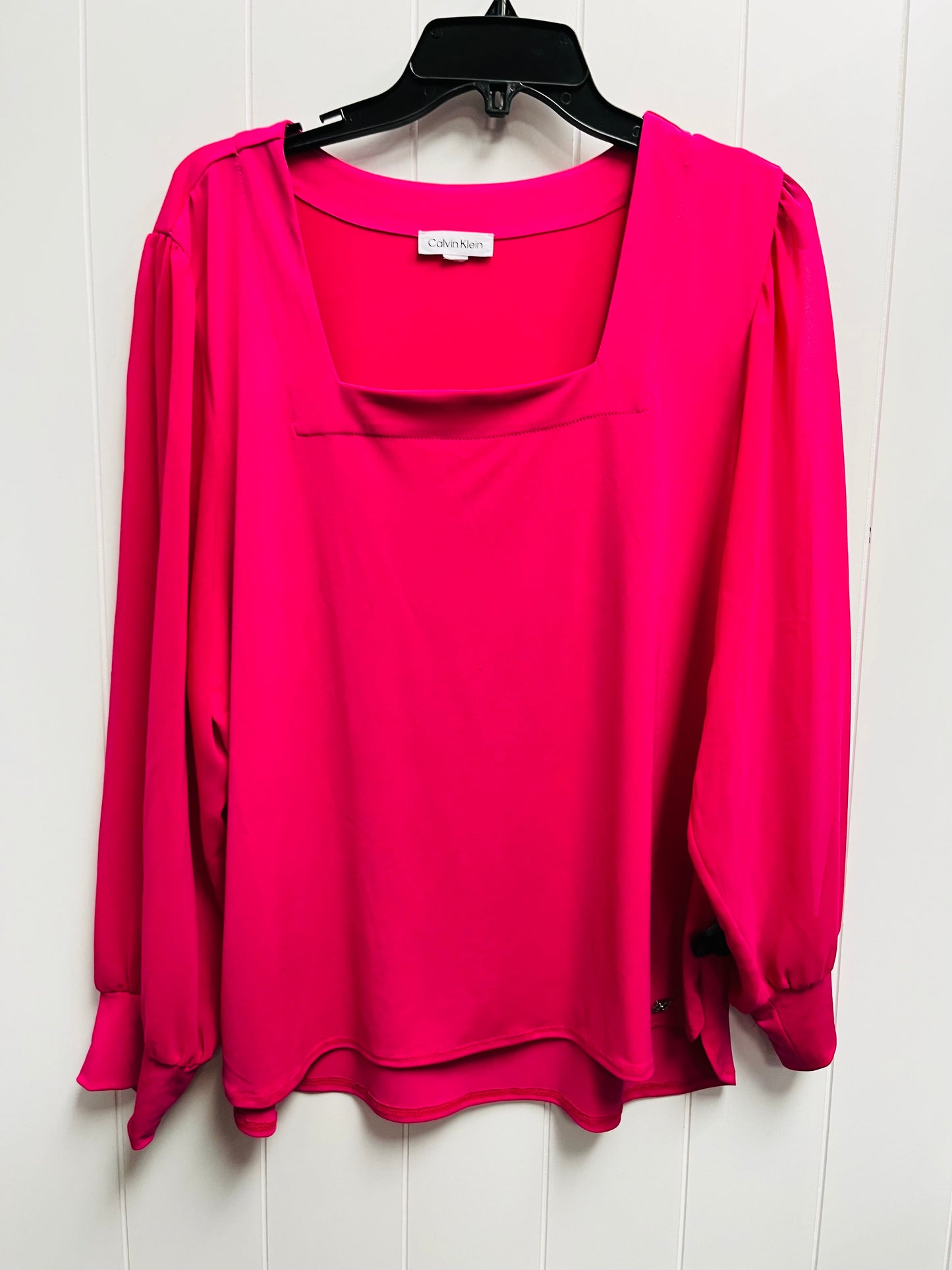 Top Long Sleeve By Calvin Klein In Pink, Size: Xl