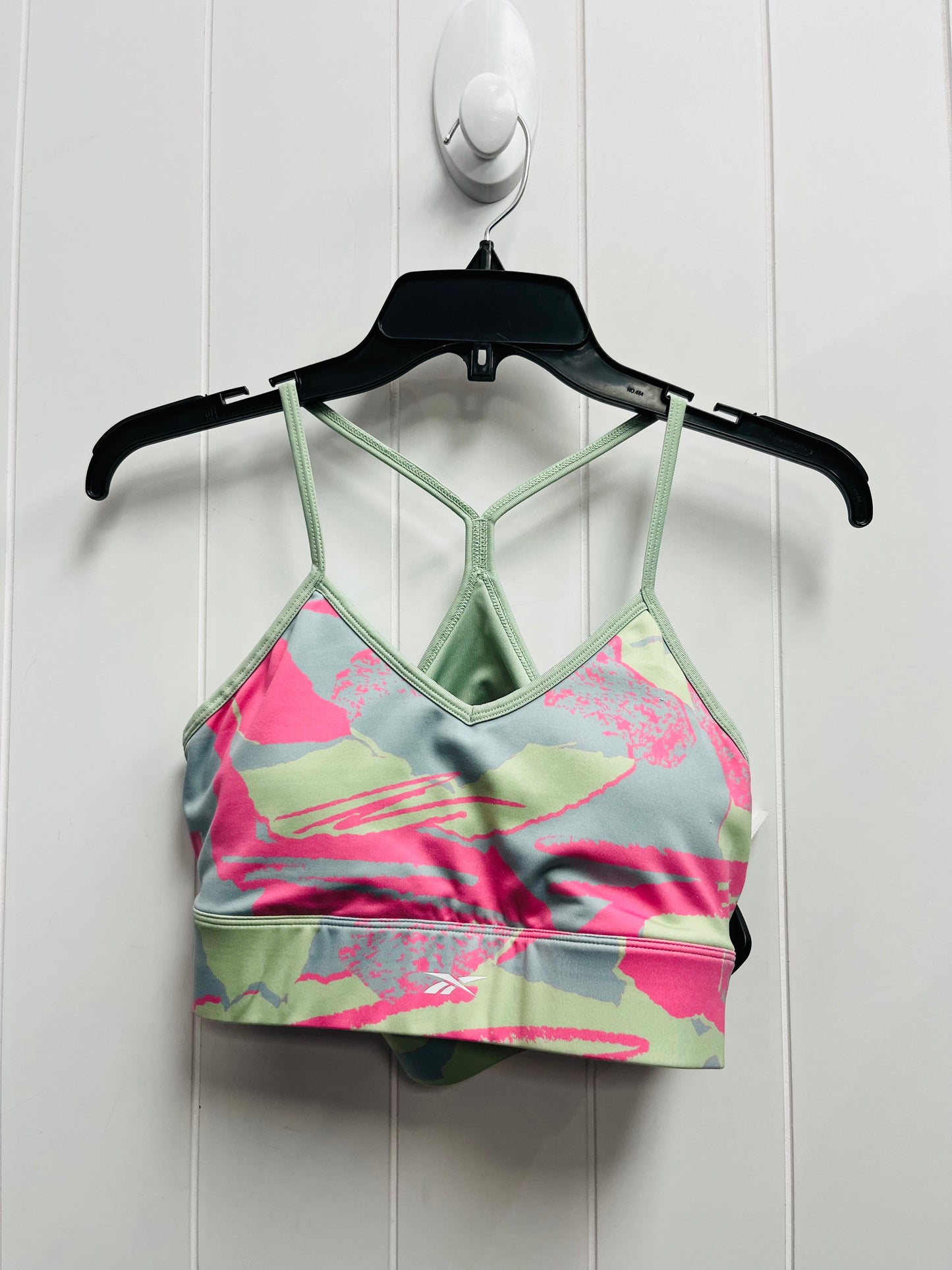 Athletic Bra By Reebok In Green & Pink, Size: L