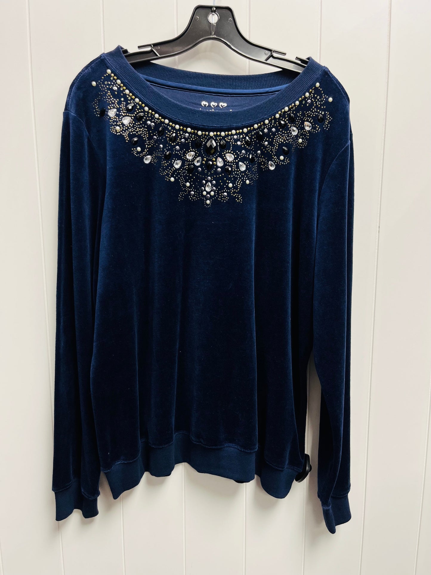 Top Long Sleeve By three hearts In Navy, Size: Xl