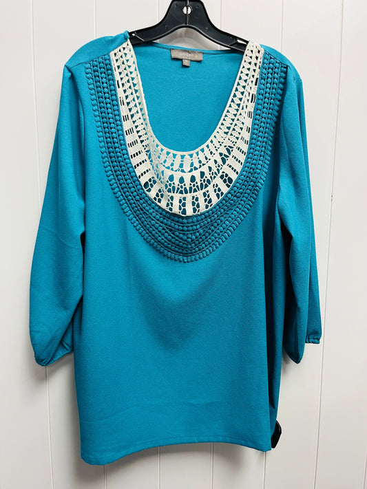 Top Long Sleeve By Umgee In Teal, Size: 1x