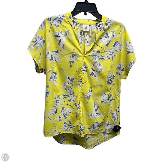 Top Short Sleeve By Cabi In Blue & Yellow, Size: S