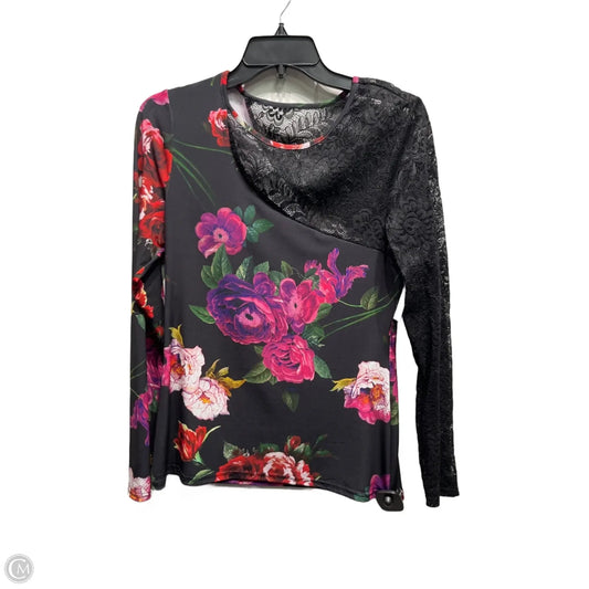 Top Long Sleeve By Venus In Black & Pink, Size: M