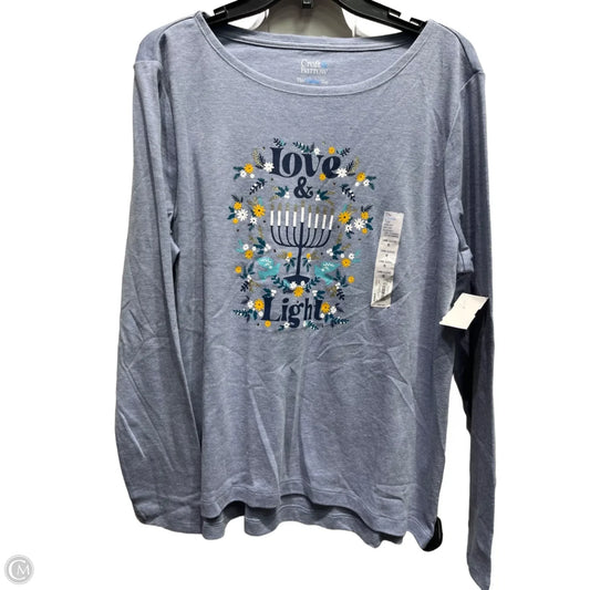 Top Long Sleeve Basic By Croft And Barrow In Blue, Size: Xl