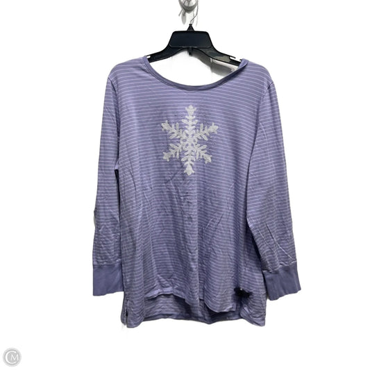 Top Long Sleeve By Christopher And Banks In Purple & White, Size: 1x