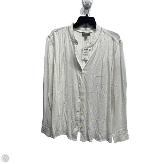 Top Long Sleeve By Style And Company In White, Size: L