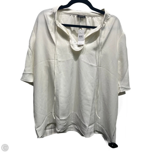 Blouse Short Sleeve By Ann Taylor In White, Size: Xl