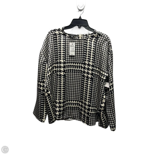 Blouse Long Sleeve By Alfani In Black & White, Size: L