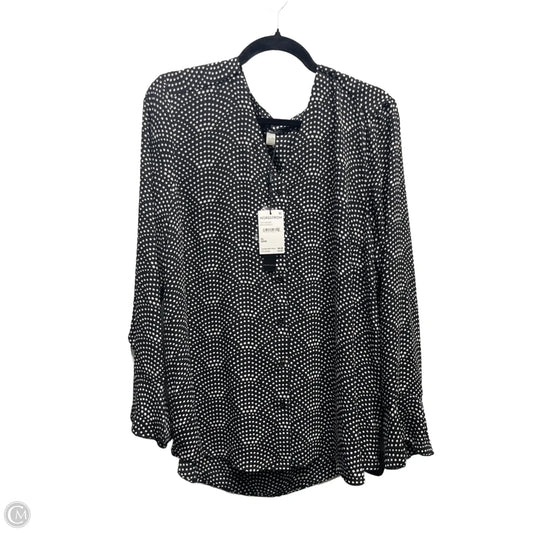 Top Long Sleeve By Tahari In Black & White, Size: Xl