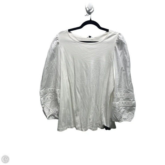 Top Long Sleeve By Ann Taylor In White, Size: Xl