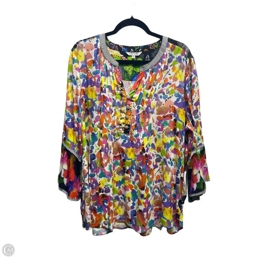 Top Long Sleeve By John Mark In Black & Pink, Size: 1x