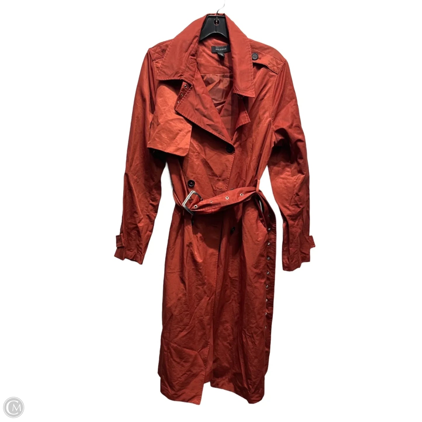 Coat Trench Coat By Halogen In Orange, Size: L