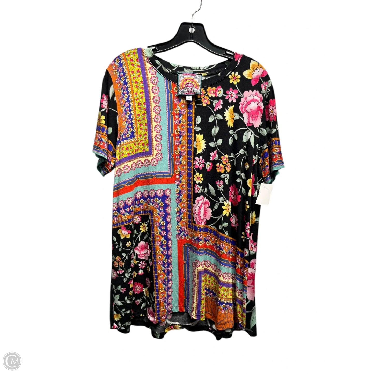 Top Short Sleeve By Johnny Was In Black & Red, Size: M